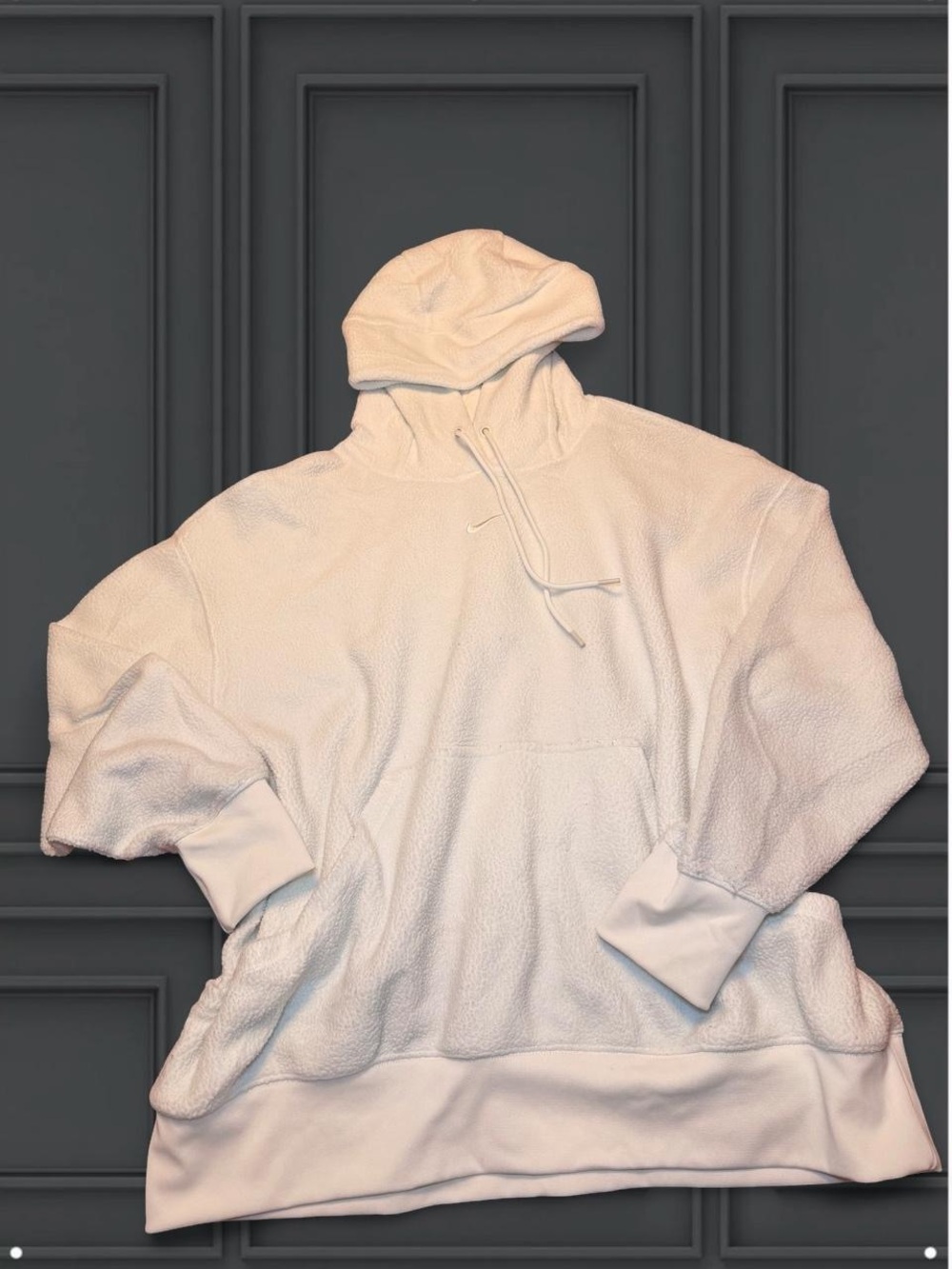 Nike White Sherpa Pullover Hoodie